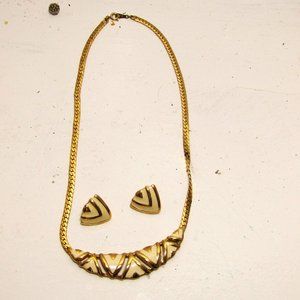 LOT #9 AVON Tiger-Stripe Set Earrings and Necklace Charity Benefit for Library
